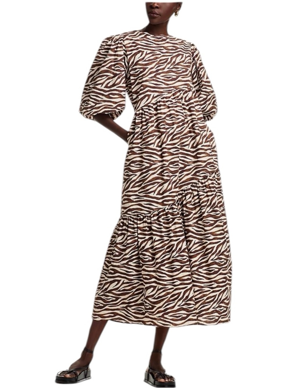 THE LULO PROJECT Brown Animal Print Maxi  Dress Size Medium